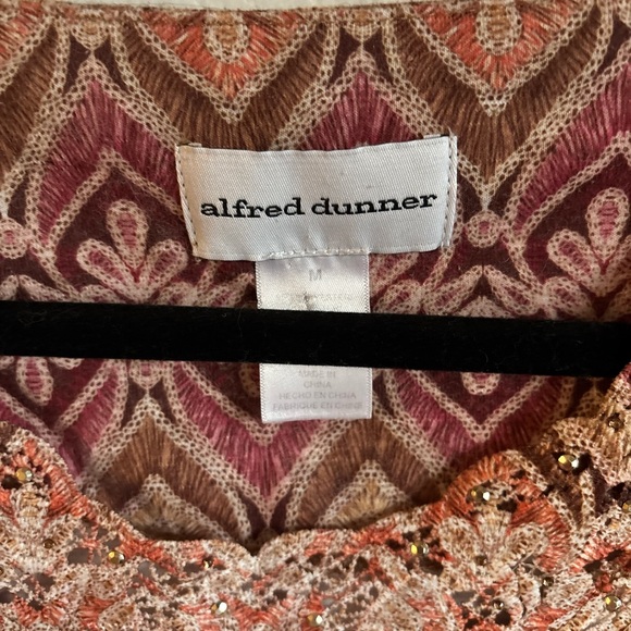 Vintage 70s Style Alfred Dunner Women's Top in Orange, Pink and Tan size Medium - Picture 4 of 10